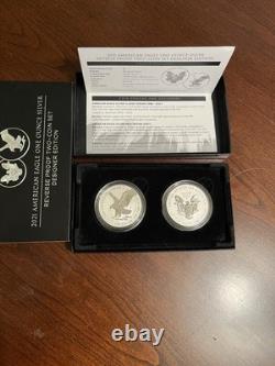 2021 American Eagle Silver Reverse Proof Two-Coin Set Designer Edition OGP COA