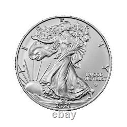 2021 American Silver Eagle Ty- 2 1 oz $1 1 Roll Twenty 20 BU Coins in Mint Tube