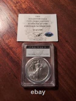 2021 American Silver Eagle Type I First Edition Premier Label 63 of 2500