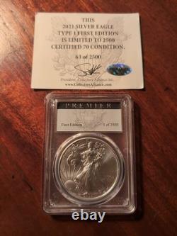 2021 American Silver Eagle Type I First Edition Premier Label 63 of 2500