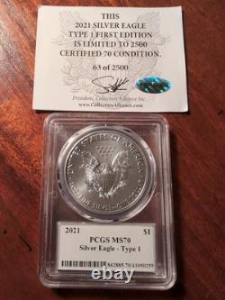 2021 American Silver Eagle Type I First Edition Premier Label 63 of 2500
