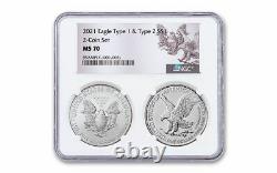 2021 Eagle Type 1 & Type 2 Coin Set NGC MS 70