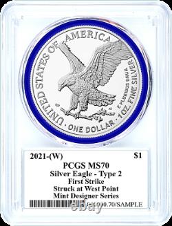 2021 Mint Designer Type 2 Silver Eagle-pcgs Ms70-first Strike-emily Damstra