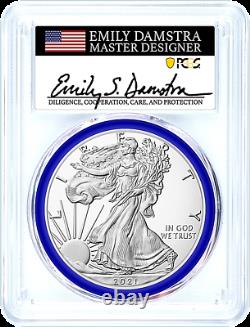 2021 Mint Designer Type 2 Silver Eagle-pcgs Ms70-first Strike-emily Damstra