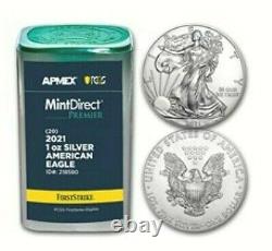 2021 Mint Direct Tube Of 20 FIRSTSTRIKE American Eagles, Type 1 Unopened