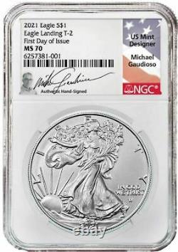 2021 NGC MS70 First Day of Issue T-2 GAUDIOSO ENGRAVER American Silver Eagle