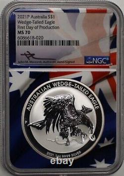 2021 P Australia $1 Silver Wedge Tailed Eagle NGC MS70 First Day of Production