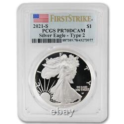 2021-S $1 American Silver Eagle PCGS PR70DCAM First Strike Type 2 Proof coin