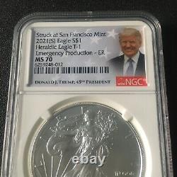 2021(S) Eagle S$1 Heraldic Eagle T-1 $1 MS 70 (SF Mint) Donald Trump Label