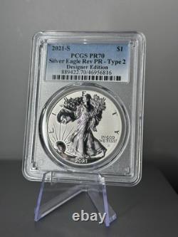 2021-S Silver Eagle Type 2 PCGS PR70 Reverse Proof Finish San Francisco Mint