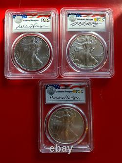 2021 Silver American Eagles MS70 1 each W, S & P mints