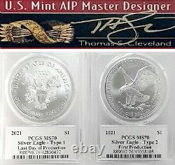 2021 Silver Eagle? First & Last Day Production? Pcgs Ms70 T1 Ldp & T2 Fdp