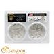 2021 Silver Eagle Last Day First Day Set Pcgs Ms70 Fdoi Damstra & Cleveland