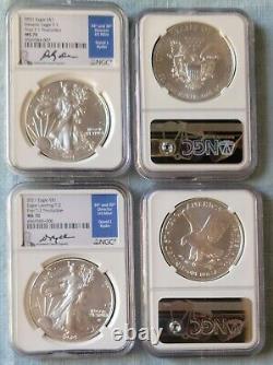 2021 Silver Eagle Ngc Ms70 Last T-1 & First T-2 Production Ryder (2) Coin Set