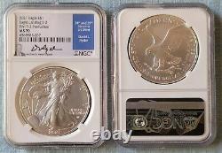 2021 Silver Eagle Ngc Ms70 Last T-1 & First T-2 Production Ryder (2) Coin Set