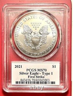 2021 Silver Eagle Pcgs Ms70 Cleveland Type 1 Mercanti Design Pop 60 Ms70 # Ltr