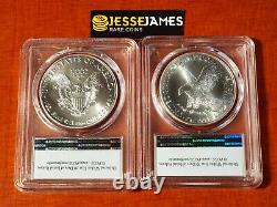 2021 Silver Eagle Pcgs Ms70 Flag First Strike 2 Coin Set Both Type 1 & Type 2