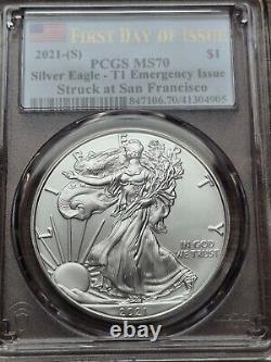 2021 Silver Eagle Set Of W, P, S MS70 PCGS FS & FDOI Coin Mix (6 Coins)