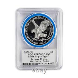 2021 Silver Eagle Type 2 Proof PCGS PR70 AR Advanced Release Emily Damstra