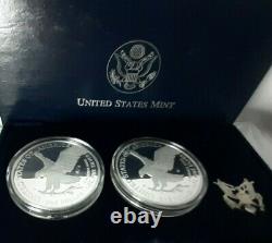 2021 Type 2 (2) Coin Set Both Us Mint W & S Proof Silver Eagle Landing