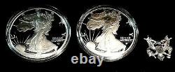 2021 Type 2 (2) Coin Set Both Us Mint W & S Proof Silver Eagle Landing