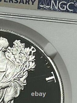 2021 W $1 T-2 Ngc Mint Error Pf69 Ucam Er Proof Silver Eagle Obverse Struk Thru