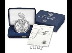 2021-W AMERICAN SILVER EAGLE TYPE-1 ONE Oz. PROOF COIN, Item #21EA, SHIPS FREE