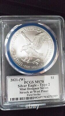 2021 W- American Silver Eagle- T2- PCGS- FS- Mint Engraver Series- Emily Damstra