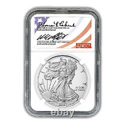 2021 W Burnished Silver Eagle Double Sign Anna Cabral & Miles Standish NGC MS70