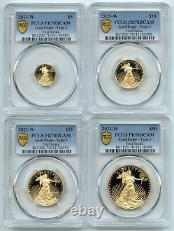 2021-W Gold Eagle Type 1 Set PCGS PR70 DCAM First Strike 21EF US Mint BR587