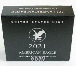 2021-W IN HAND Type-2 PROOF AMERICAN SILVER EAGLE COIN withU. S. Mint Box & COA