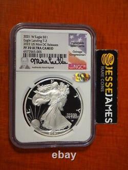 2021 W Proof Silver Eagle Ngc Pf70 T2 Castle Signed 2022 Usmint DC Releases