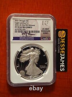 2021 W Proof Silver Eagle Ngc Pf70 T2 Gaudioso Signed 2022 Usmint DC Releases