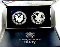 2021-W SILVER EAGLE PROOF TYPE 1 & 2 TWO COIN SET with US MINT COA's