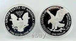 2021-W SILVER EAGLE PROOF TYPE 1 & 2 TWO COIN SET with US MINT COA's
