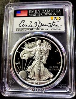 2021 W T1 Silver Eagle ADVANCE RELEASE DAMSTRA PR70 PCGS ULTRA RARE ERROR LABEL