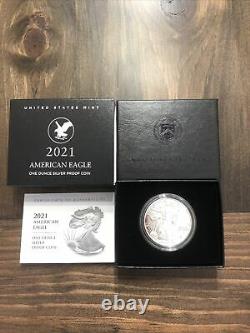 2021-W US MINT American Eagle One Ounce Silver Proof Coin In Hand