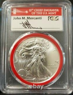 2021 (s) Emergency Silver Eagle Pcgs Ms70 Fdoi Mercanti Mint Engraver Series Red