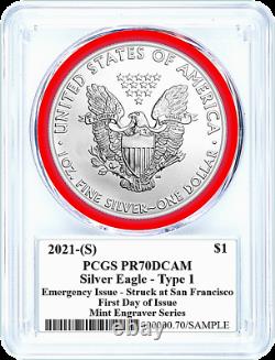 2021-s Mint Engraver-type 1(emergency Issue)silver Eagle-pcgs Ms70-fdoi-mercanti