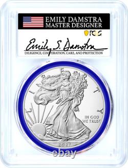 2021-w Mint Designer Burnished Silver Eagle-pcgs Sp70-type 2-emily Damstra