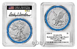 2021-w Mint Designer Burnished Silver Eagle-pcgs Sp70-type 2-emily Damstra