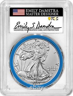 2021-w Mint Designer Burnished Silver Eagle-pcgs Sp70-type 2-emily Damstra