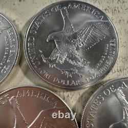2022 1 oz American Silver Eagle Coin BU Lot Of 5 Coins