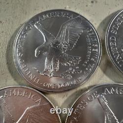 2022 1 oz American Silver Eagle Coin BU Lot Of 5 Coins