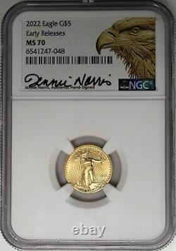 2022 $5 Gold Eagle NGC MS70 Early Releases Jennie Norris Signature