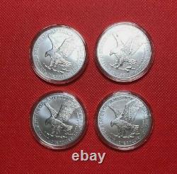 2022 American Silver Eagle (4) Coins Uncirculated From Us Mint Tube In A Capsule