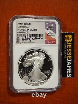 2022 S Proof Silver Eagle Ngc Pf70 Michael Gaudioso Signed Early Releases Label