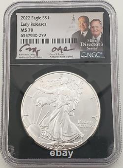 2022 Silver Eagle Early Releases NGC MS70 Mint Moy & Ryder Hand Signed