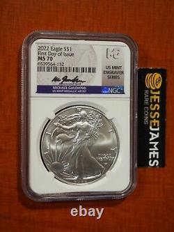 2022 Silver Eagle Ngc Ms70 Michael Gaudioso Signed First Day Issue Fdi Engraver