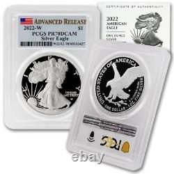 2022-W $1 American Silver Eagle PCGS PR70DCAM Advanced Released 1oz coin COA